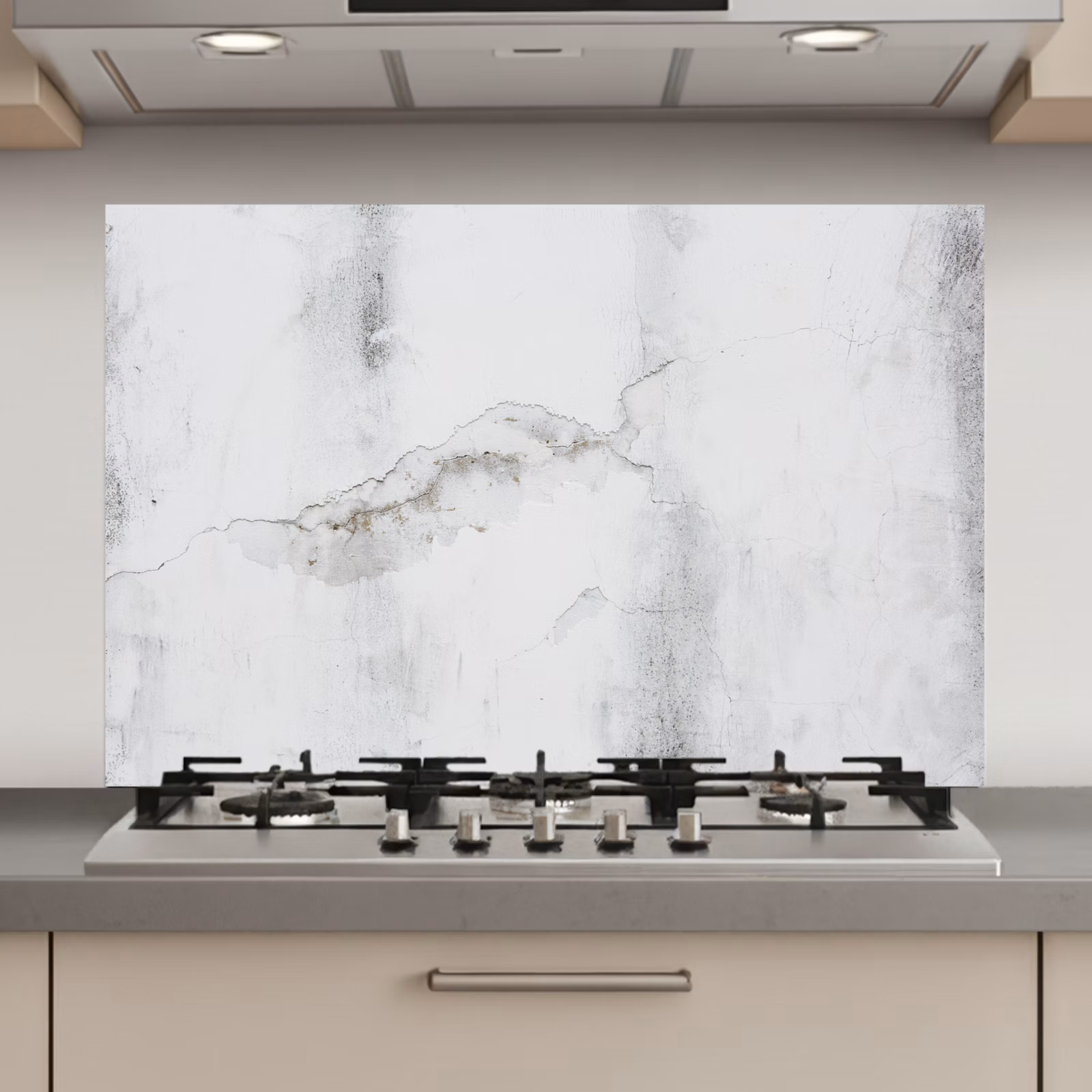 Spatscherm keuken - Beton - Grijs - Wit — 1