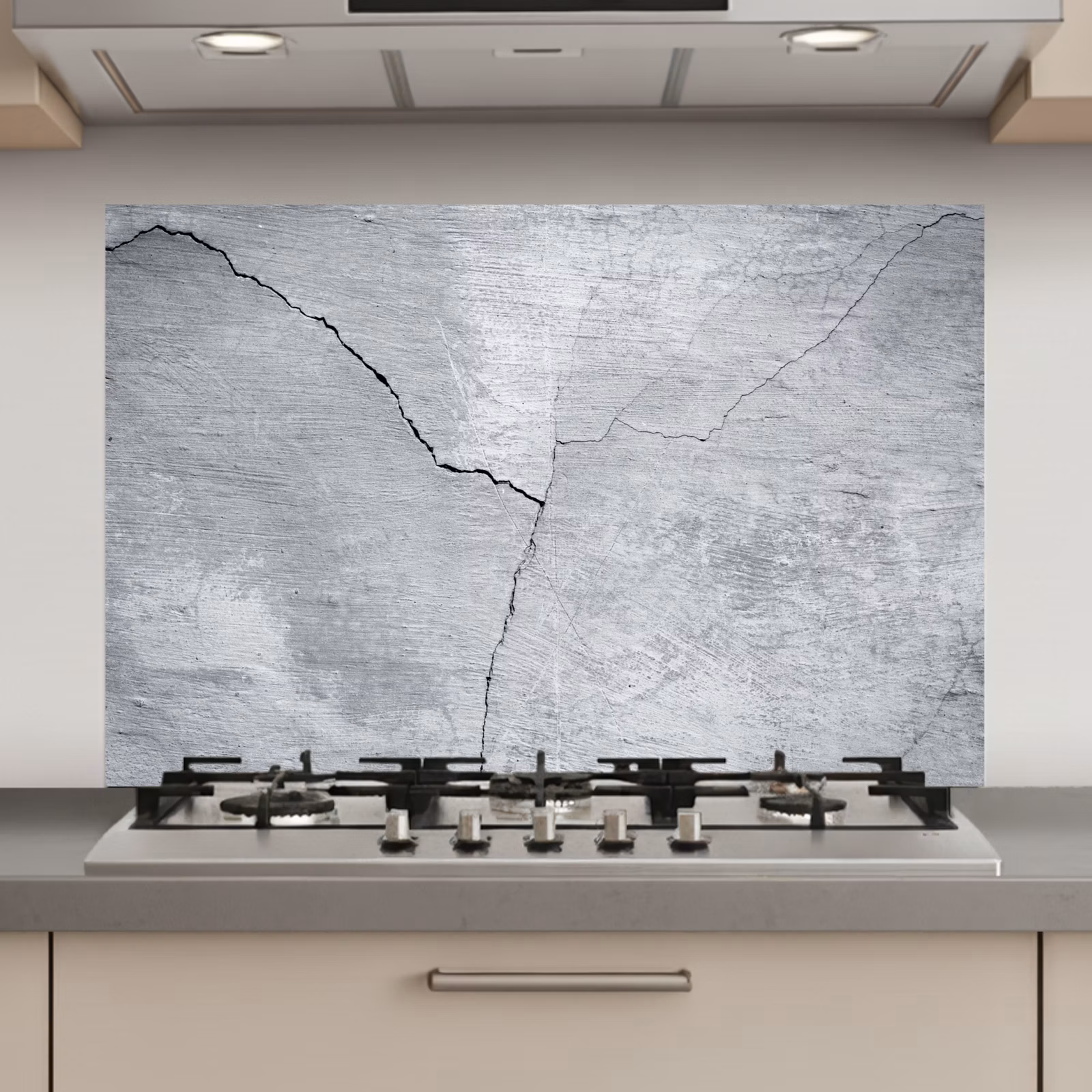 Spatscherm keuken - Beton - Scheur - Grijs — 1