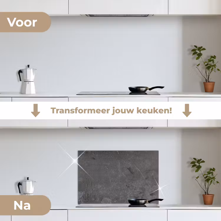 Spatscherm keuken - Beton - Grijs - Lijn - Vormen — 3