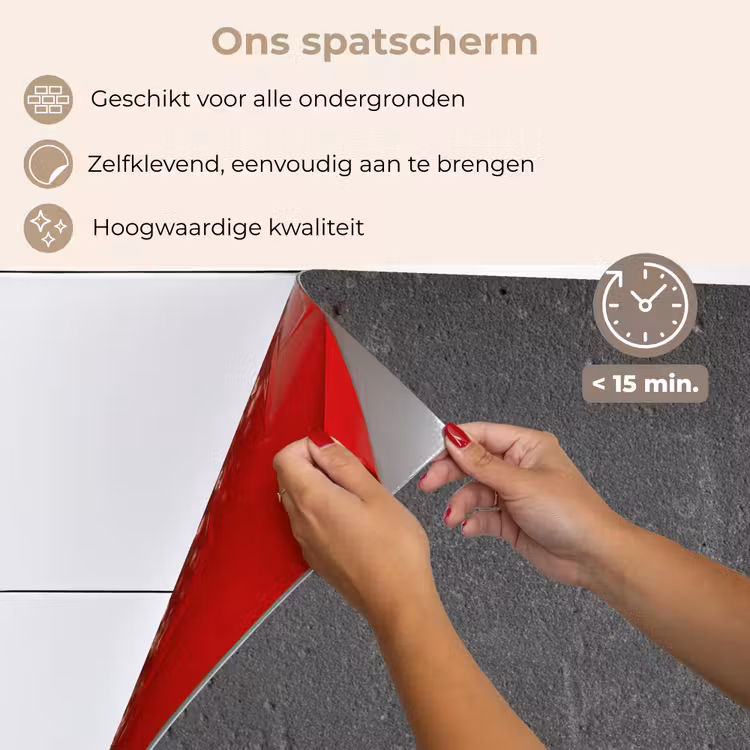 Spatscherm keuken - Beton - Grijs - Lijn - Vormen — 4