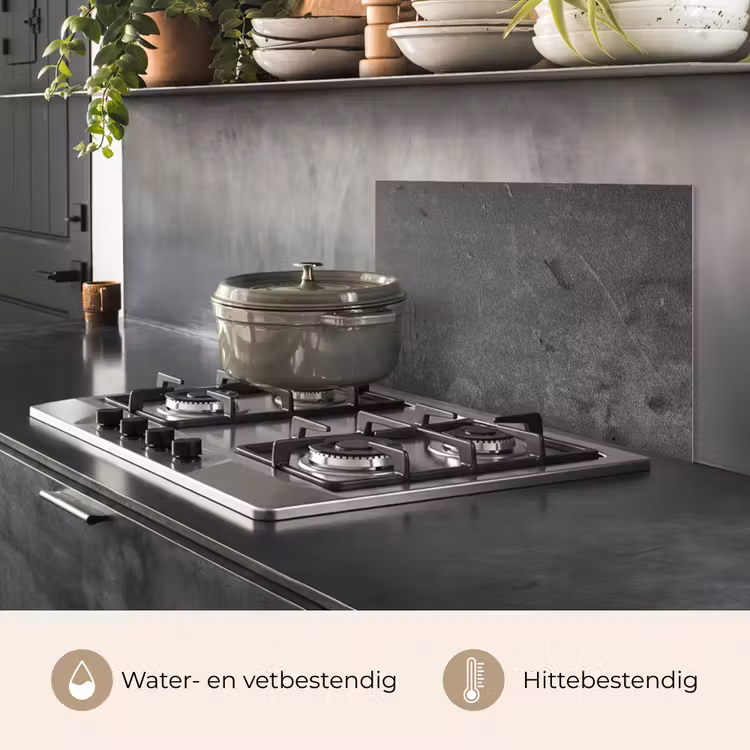 Spatscherm keuken - Beton - Grijs - Lijn - Vormen — 7