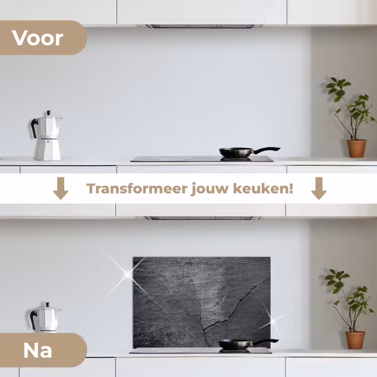 Spatscherm keuken - Beton - Zwart - Scheur — 3