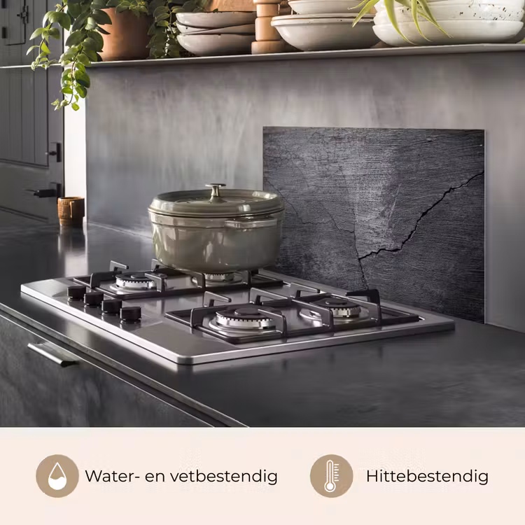 Spatscherm keuken - Beton - Zwart - Scheur — 7