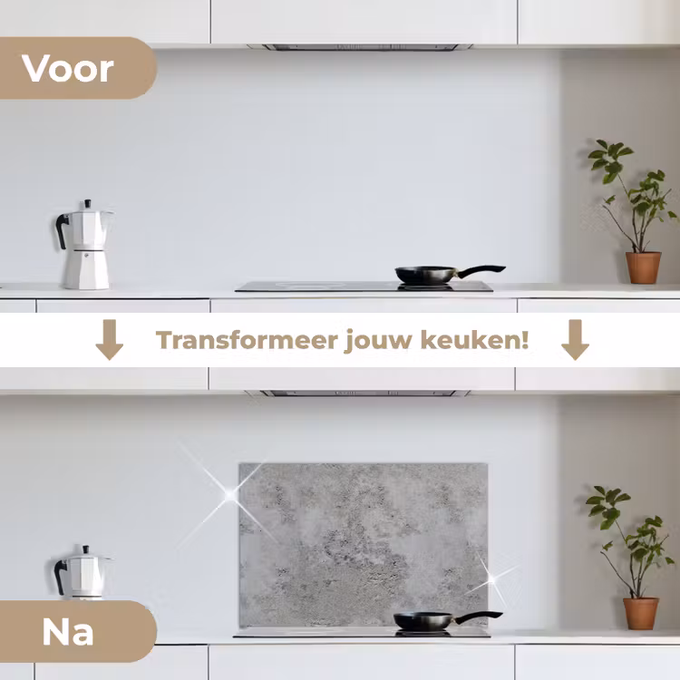 Spatscherm keuken - Patroon - Grijs - Oud - Beton — 3