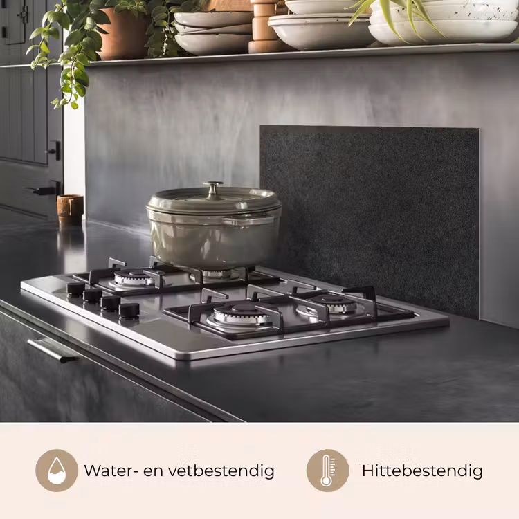 Spatscherm keuken - Zwarte Steenlook — 7