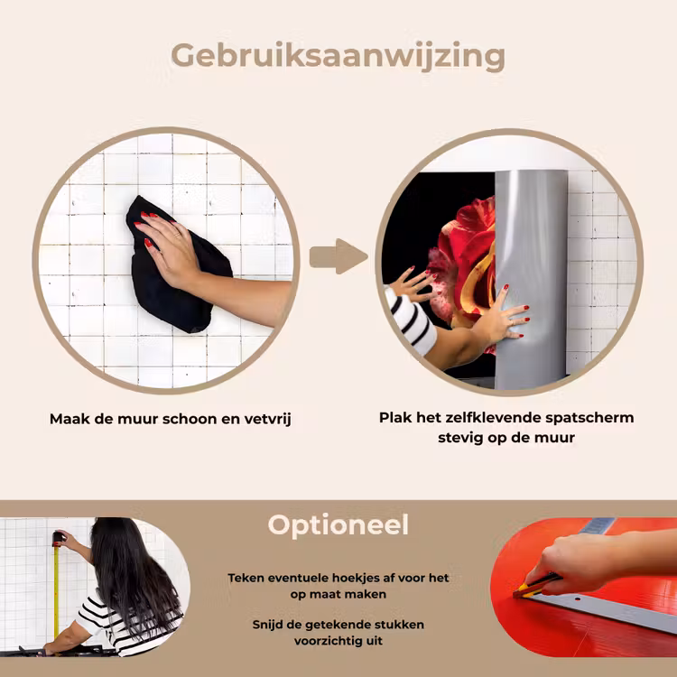 Spatscherm keuken - Bloem - Roos - Rood - Zwart — 8