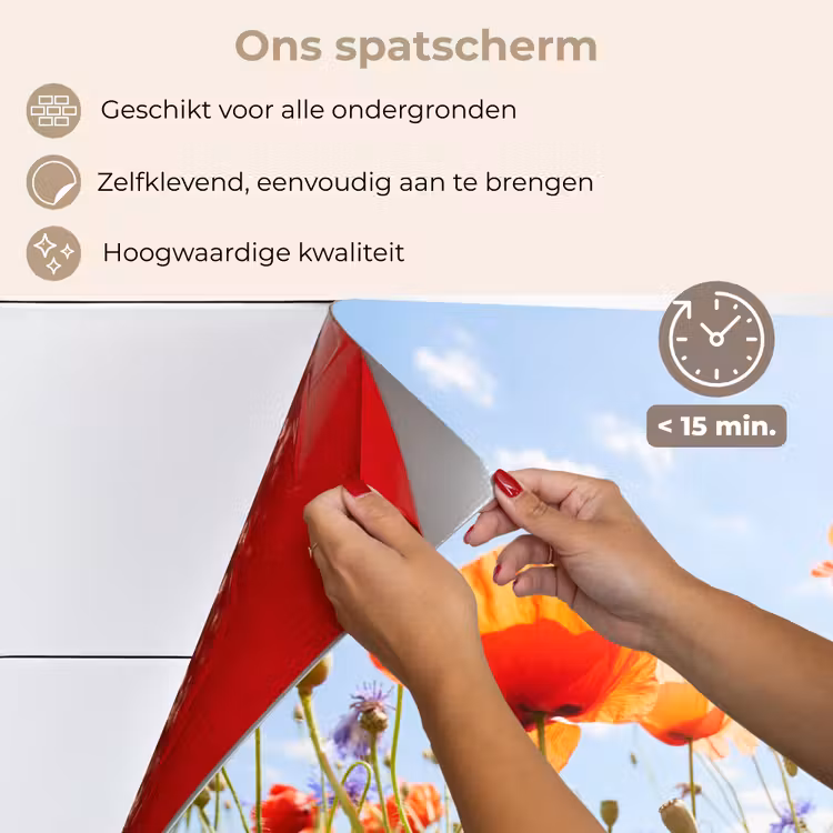 Spatscherm keuken - Bloemen - Klaproos - Lente - Natuur - Rood - Blauw — 4