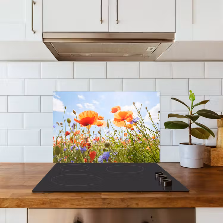 Spatscherm keuken - Bloemen - Klaproos - Lente - Natuur - Rood - Blauw — 6