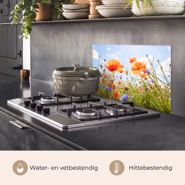Spatscherm keuken - Bloemen - Klaproos - Lente - Natuur - Rood - Blauw — 7