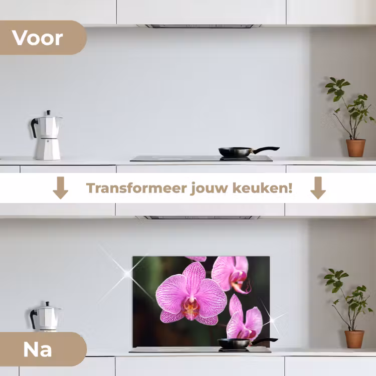 Spatscherm keuken - Roze orchidee — 3