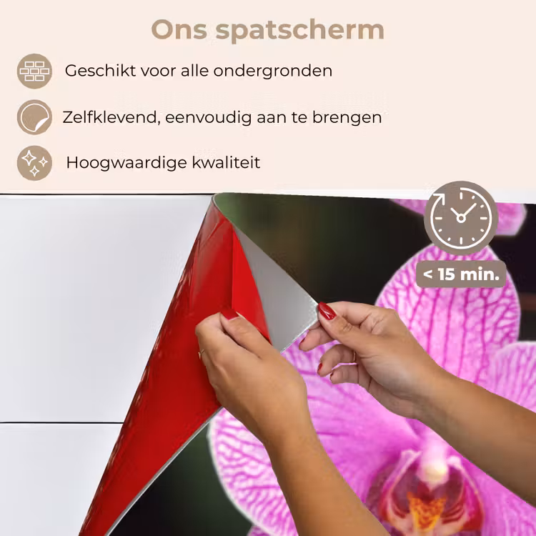 Spatscherm keuken - Roze orchidee — 4