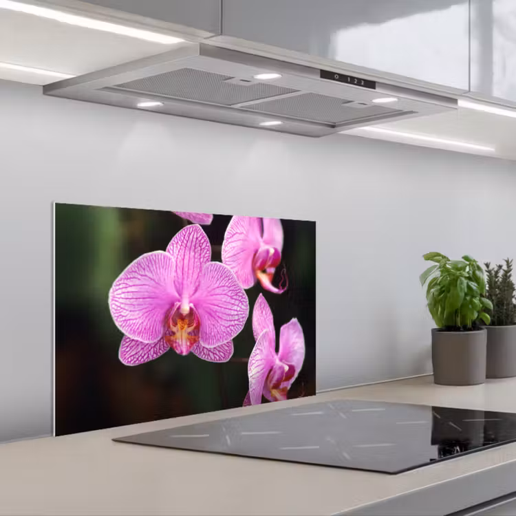 Spatscherm keuken - Roze orchidee — 5
