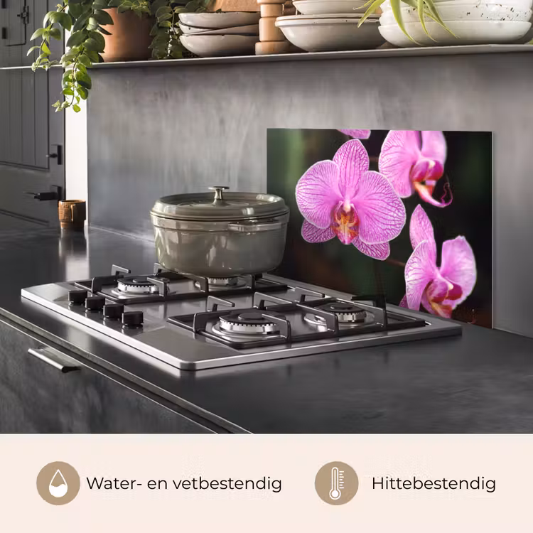 Spatscherm keuken - Roze orchidee — 7