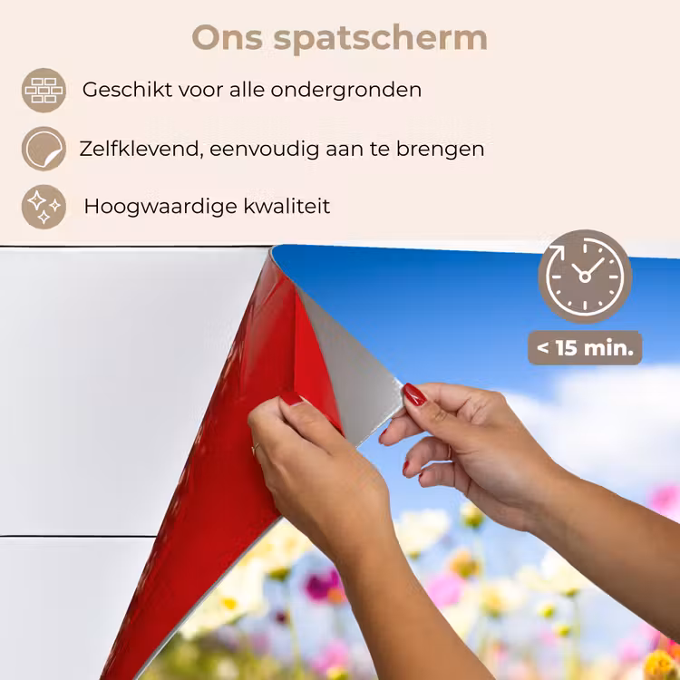 Spatscherm keuken - Bloemen - Wei - Paars - Gras - Wit - Wolken - Blauw — 4