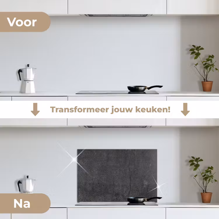 Spatscherm keuken - Betonlook Antraciet met Scheur — 3