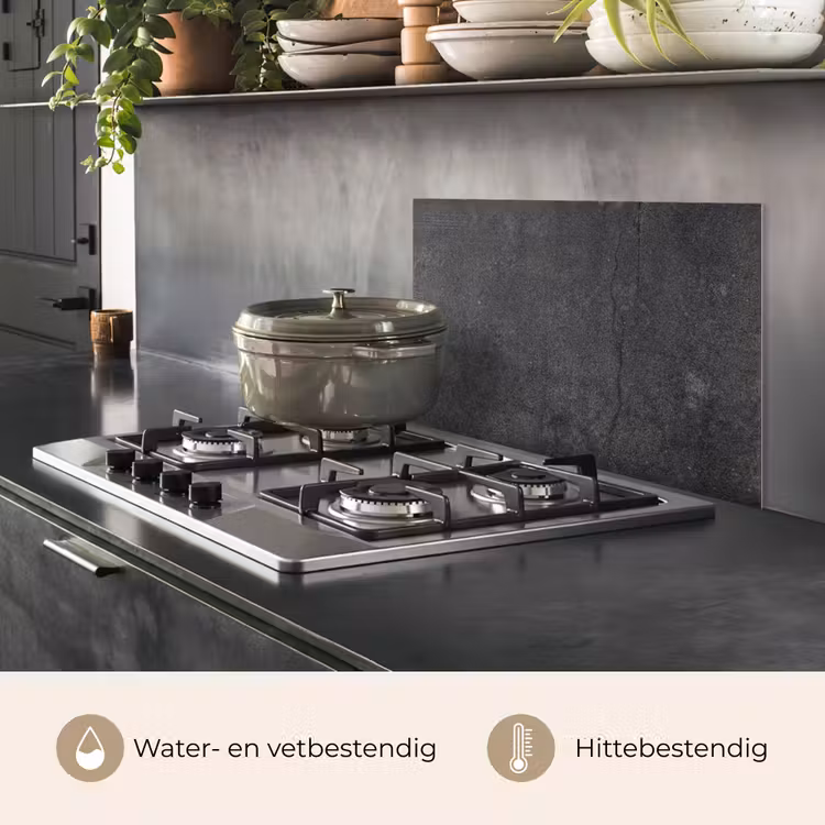 Spatscherm keuken - Betonlook Antraciet met Scheur — 7