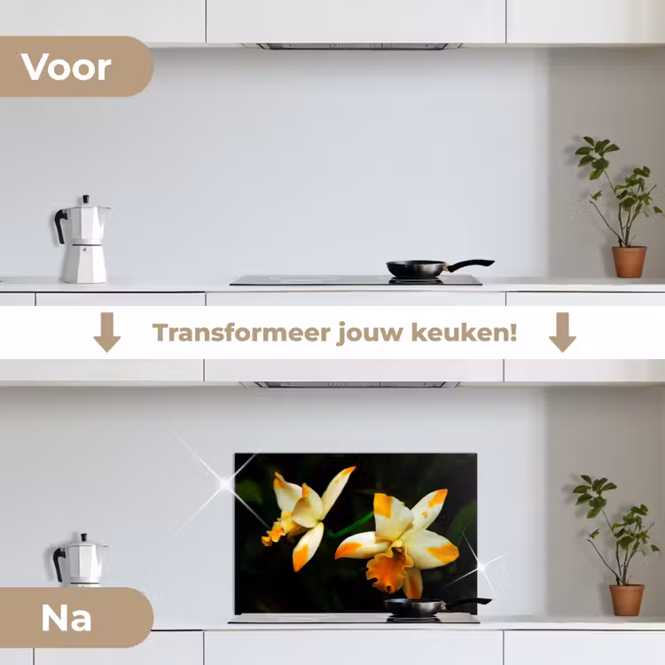 Spatscherm keuken - Twee orchideebloemen — 3