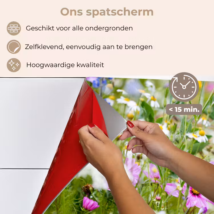 Spatscherm keuken - Bloemen - Natuur - Groen - Gras - Paars - Wit — 4