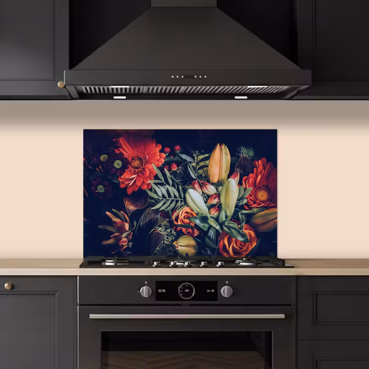 Spatscherm keuken - Boeket - Stilleven - Bloemen - Planten - Rood — 2