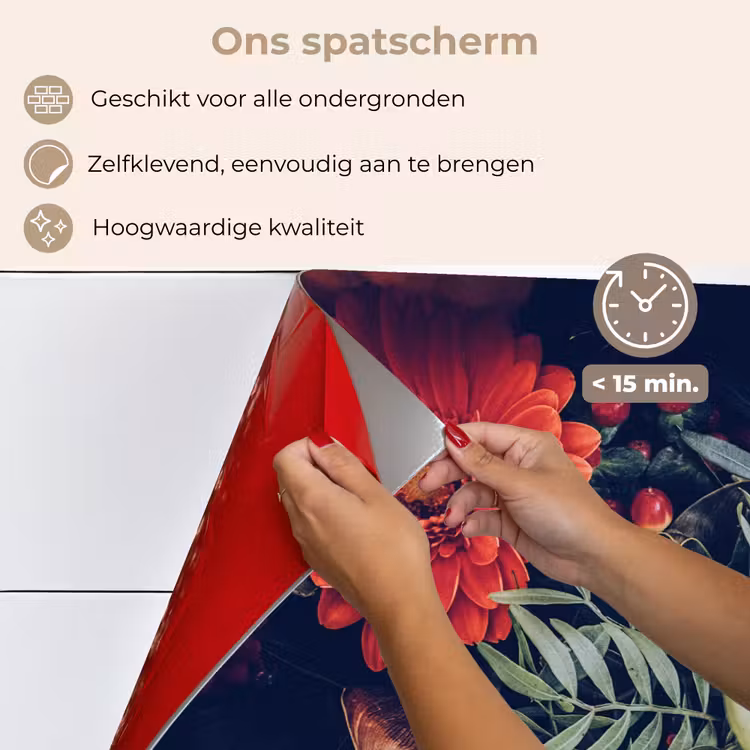 Spatscherm keuken - Boeket - Stilleven - Bloemen - Planten - Rood — 4