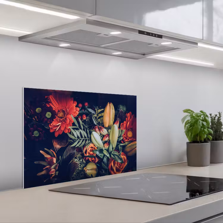Spatscherm keuken - Boeket - Stilleven - Bloemen - Planten - Rood — 5