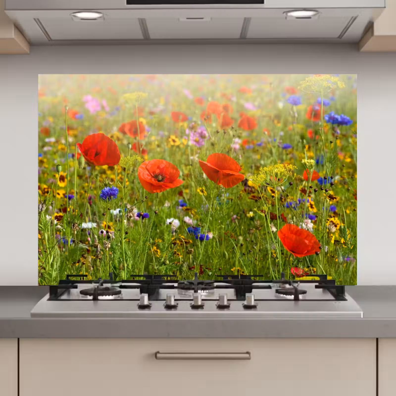 Spatscherm keuken - Bloeiend Veld in Zomergloed — 1