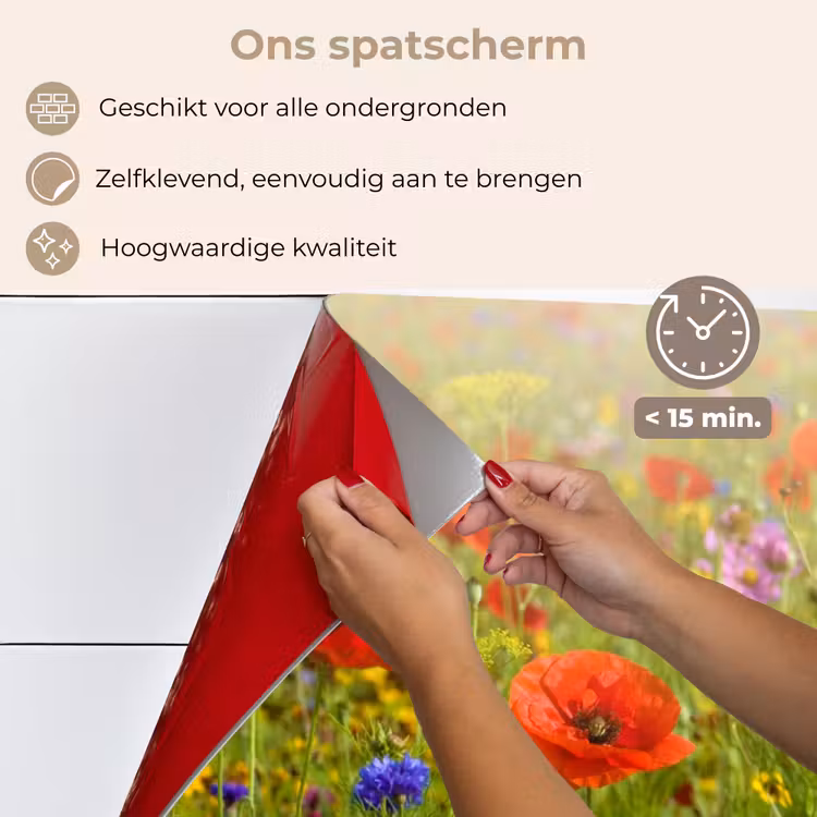 Spatscherm keuken - Bloeiend Veld in Zomergloed — 4