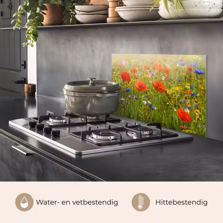 Spatscherm keuken - Bloeiend Veld in Zomergloed — 7