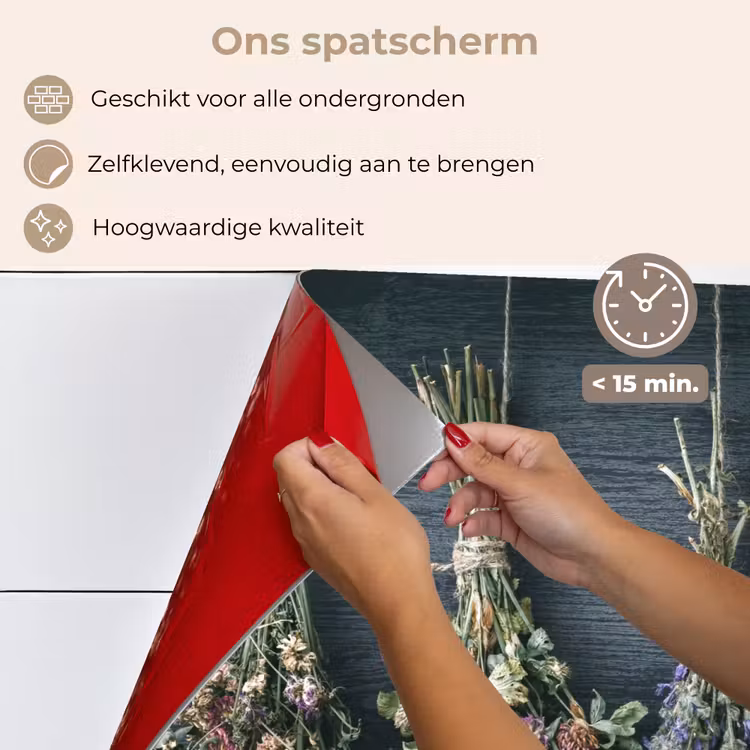 Spatscherm keuken - Kruidenkwartet aan een Donkere Wand — 4