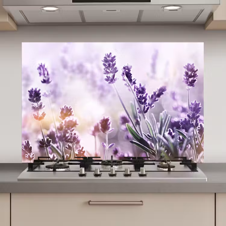 Spatscherm keuken - Lavendel Lichtspel — 1