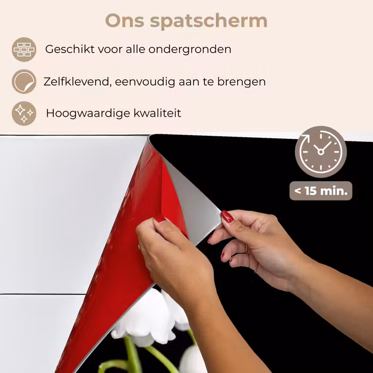 Spatscherm keuken - Lelietjes van dalen - Bloemen - Zwart - Flora — 4