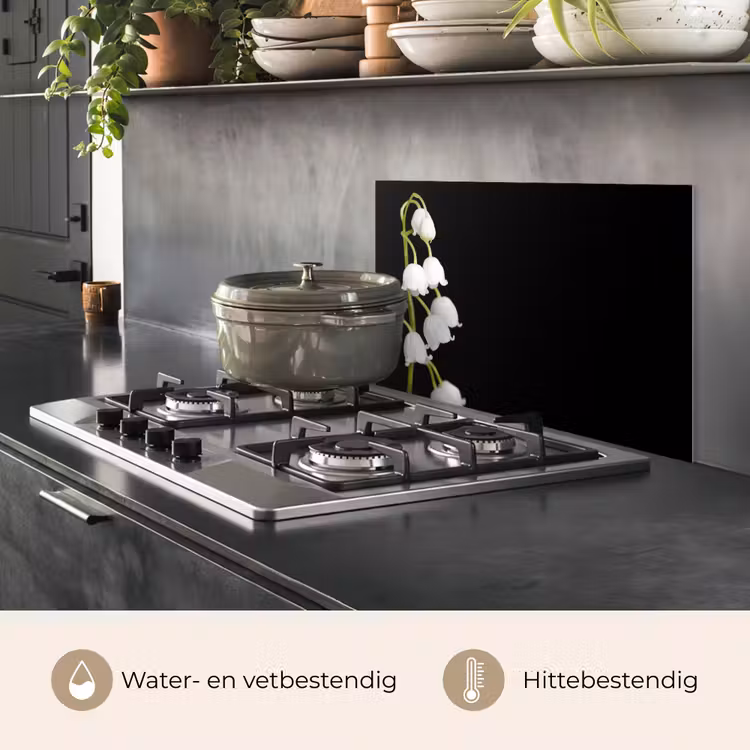 Spatscherm keuken - Lelietjes van dalen - Bloemen - Zwart - Flora — 7