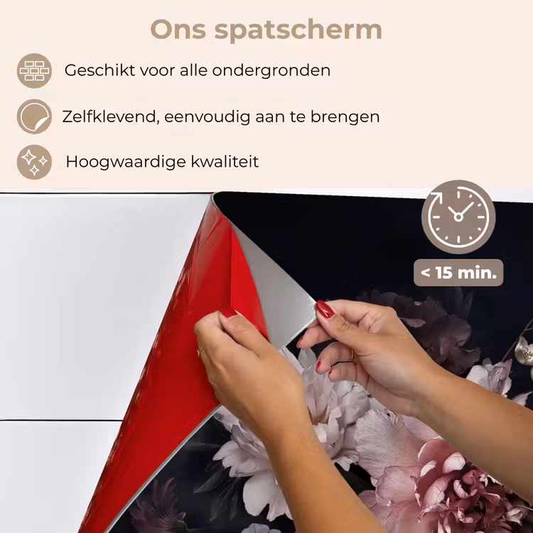 Spatscherm keuken - Bloemen - Vintage - Pastel - Roze - Wit — 4