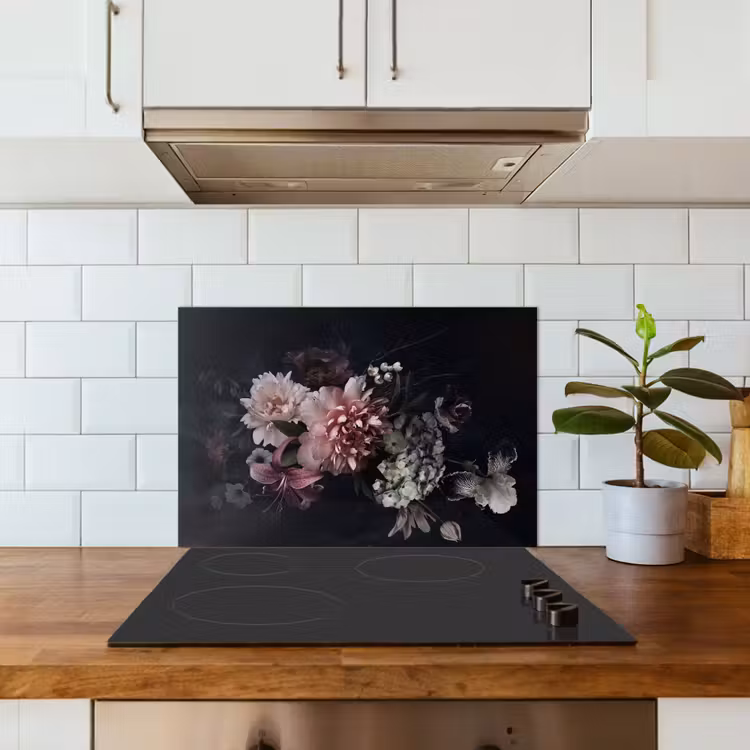 Spatscherm keuken - Bloemen - Vintage - Pastel - Roze - Wit — 6