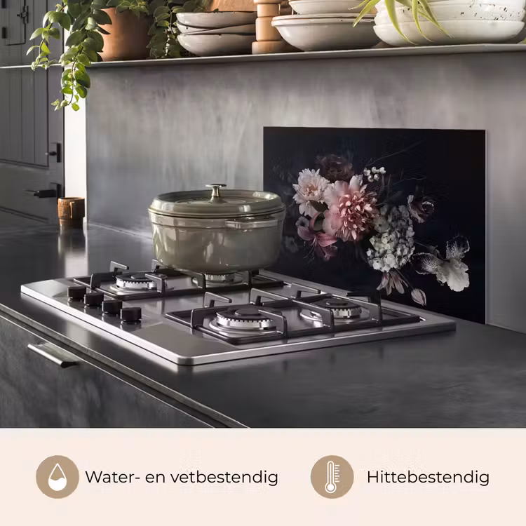 Spatscherm keuken - Bloemen - Vintage - Pastel - Roze - Wit — 7