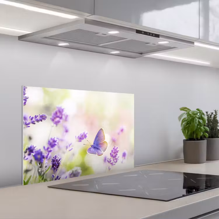 Spatscherm keuken - Lavendel - Vlinder - Bloemen — 5