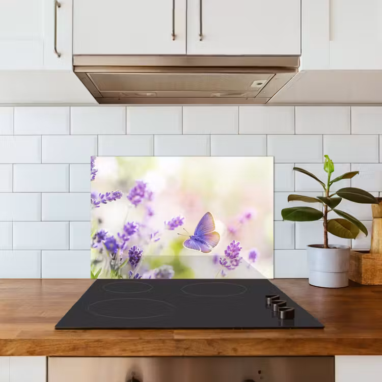 Spatscherm keuken - Lavendel - Vlinder - Bloemen — 6