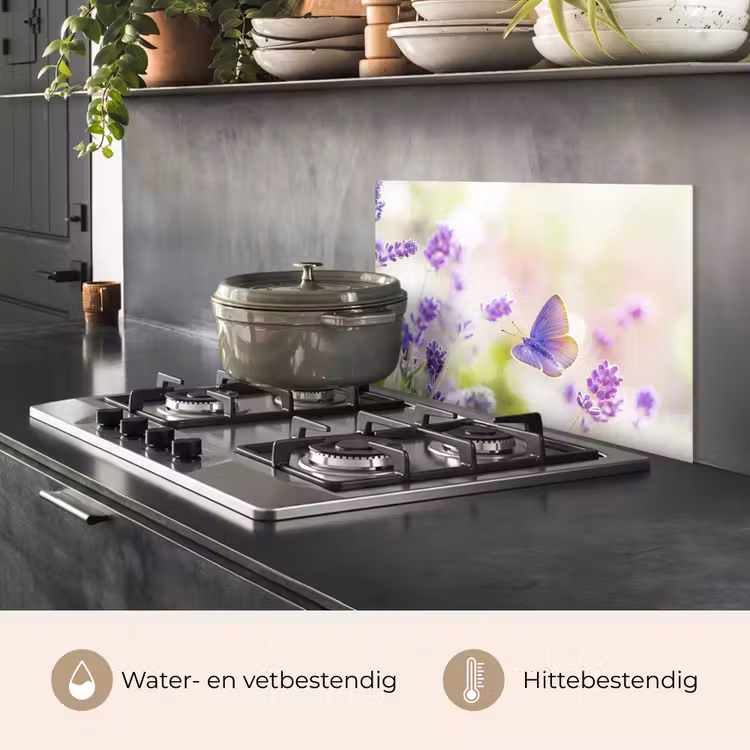 Spatscherm keuken - Lavendel - Vlinder - Bloemen — 7