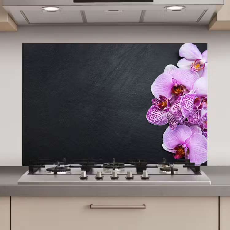 Spatscherm keuken - Orchidee - Bloemen - Roze - Flora — 1