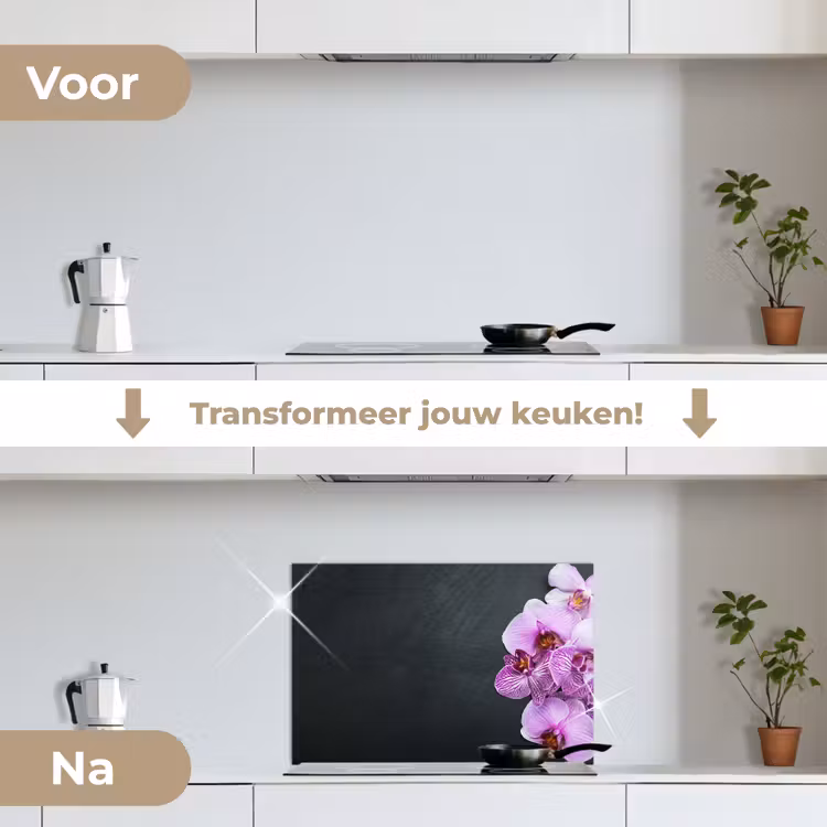 Spatscherm keuken - Orchidee - Bloemen - Roze - Flora — 3