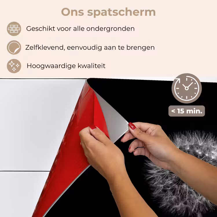 Spatscherm keuken - Paardenbloem - Zwart - Bloemen - Botanisch — 4