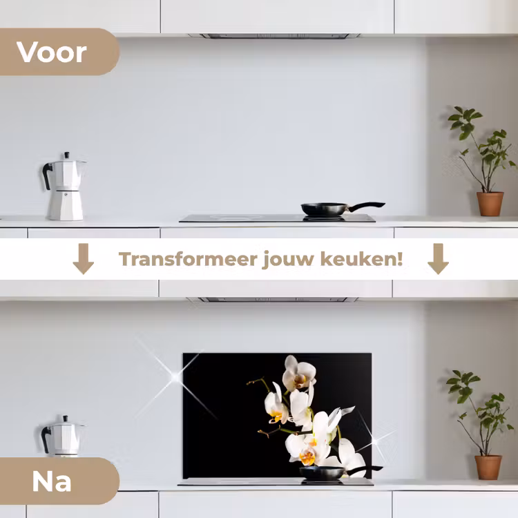 Spatscherm keuken - Contrastrijke Orchideeën — 3