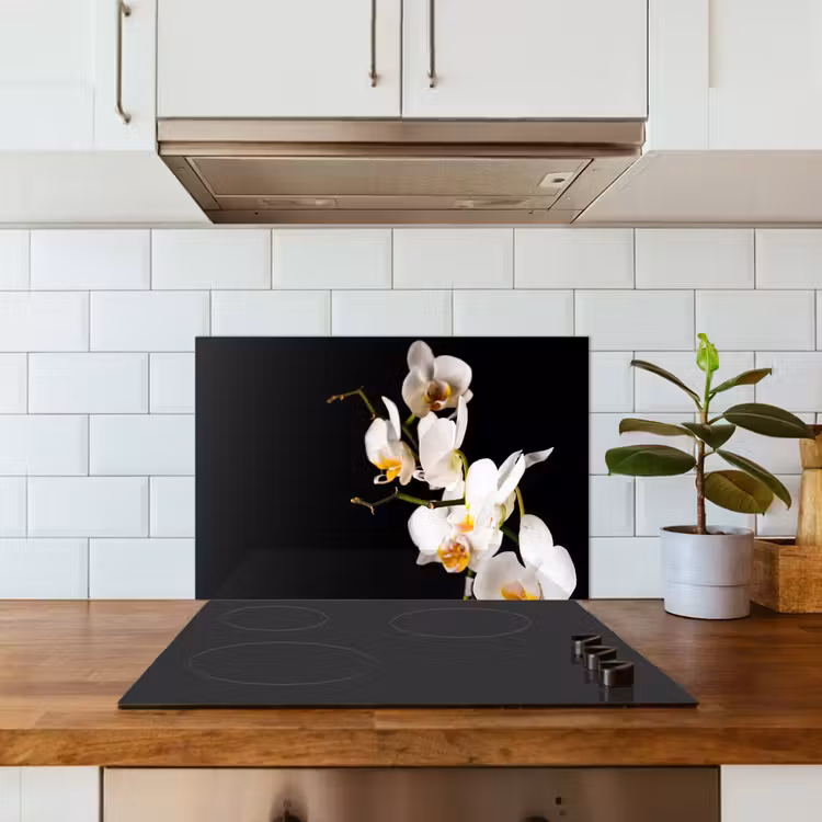 Spatscherm keuken - Contrastrijke Orchideeën — 6