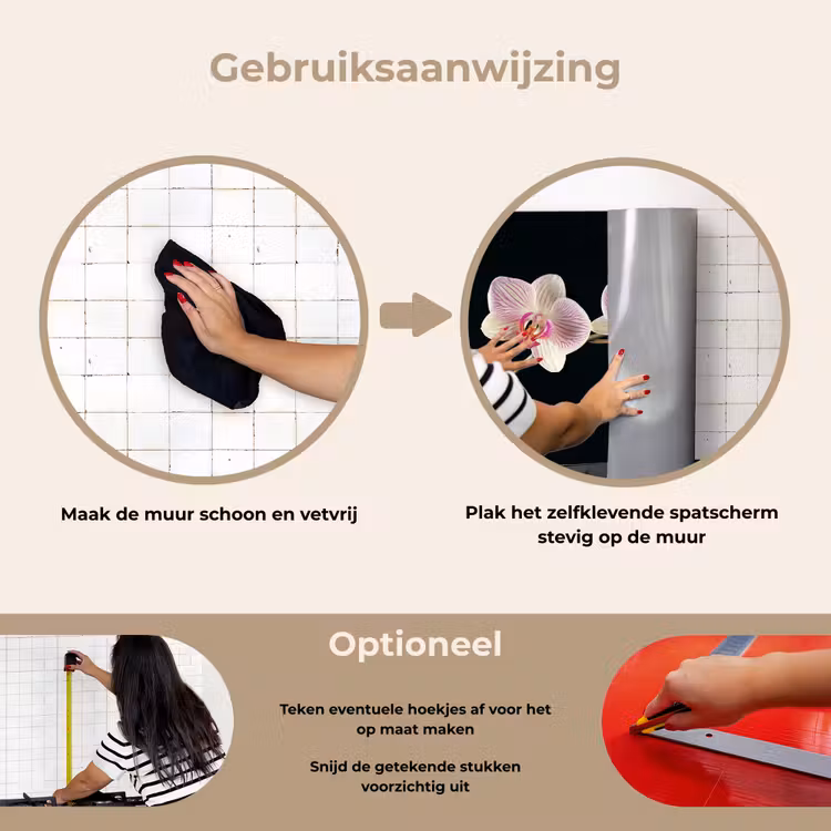Spatscherm keuken - Gestreepte Orchideeën Elegantie — 8