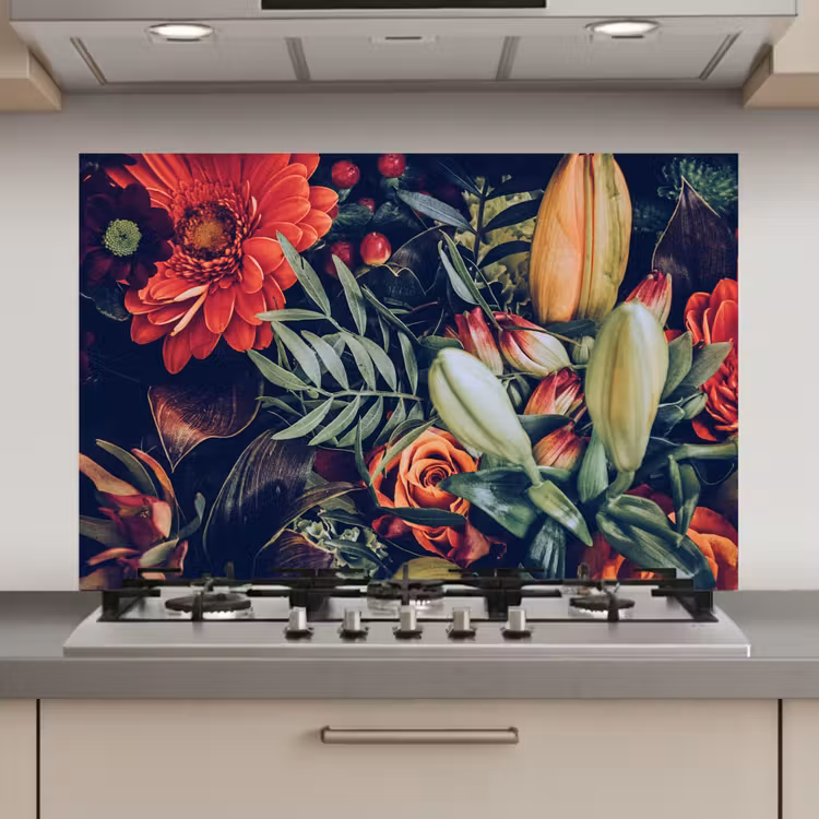 Spatscherm keuken - Herfstboeket in Fluweel — 1