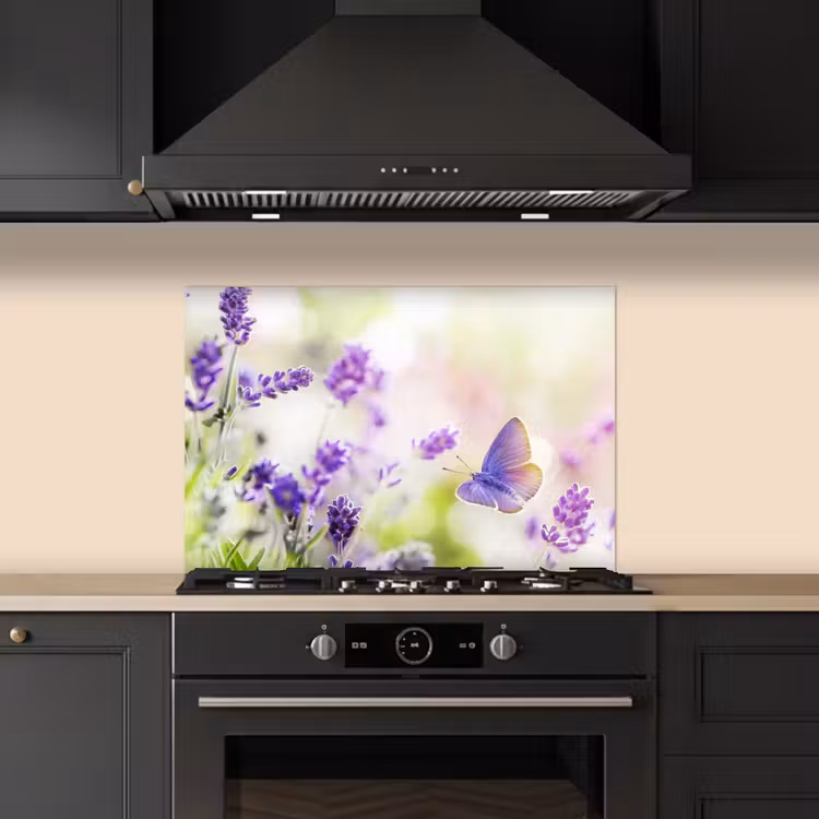 Spatscherm keuken - Lavendeldroom met Vlinder — 2