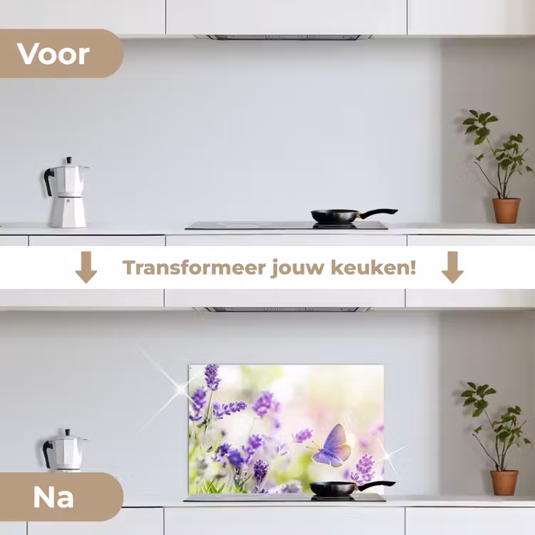 Spatscherm keuken - Lavendeldroom met Vlinder — 3