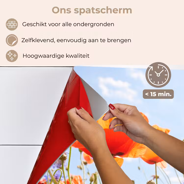 Spatscherm keuken - Zomerse Dans van Klaprozen — 4