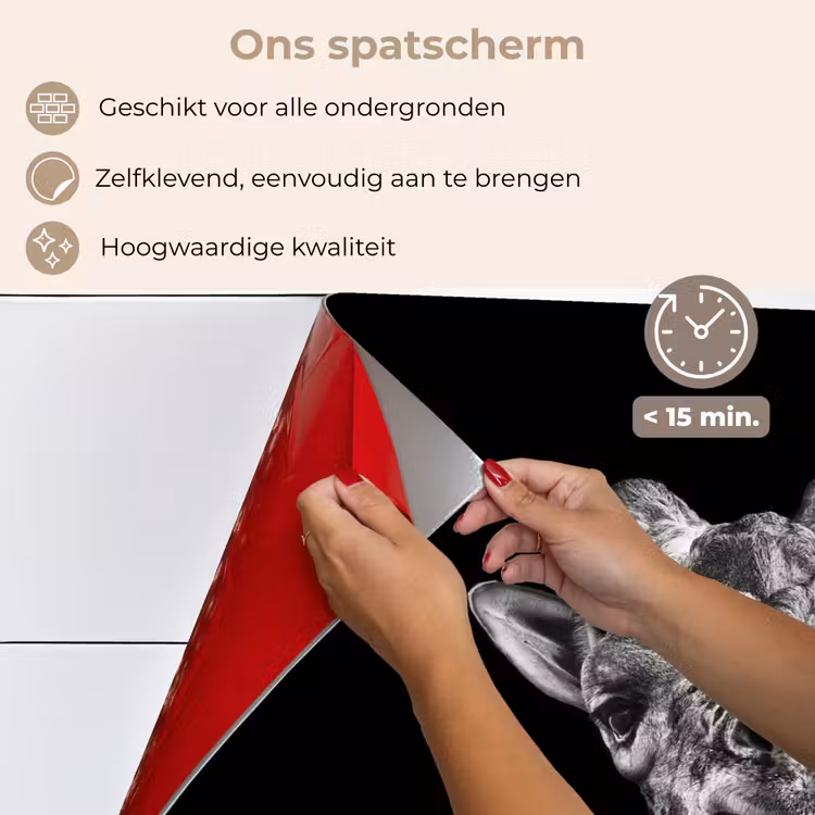 Spatscherm keuken - Giraffe - Dier - Zwart - Wit — 4