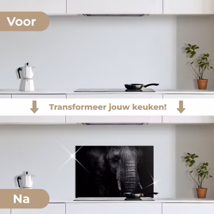 Spatscherm keuken - Olifant - Dier - Portret — 3